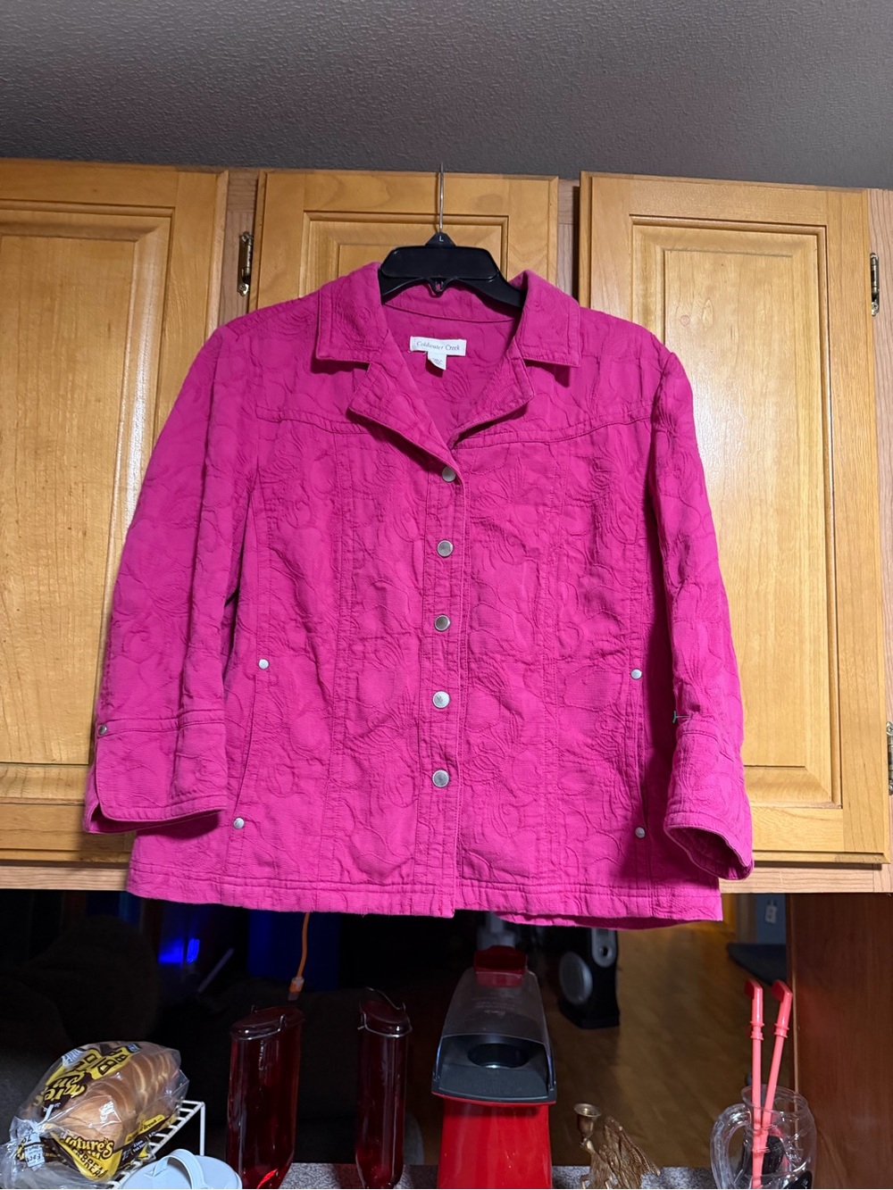 Coldwater Creek Fuchsia Quilted Snap-Front Jacket
